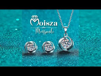 Helia Orbit Round 0.5 / 1 Carat Moissanite 3-Piece Jewellery Set (Earrings and Necklace) — Moisza