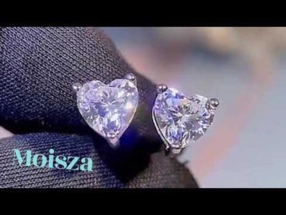 Heart-Shaped Solitaire 0.5/1/2 Carat Moissanite Diamond S925 Stud Earrings