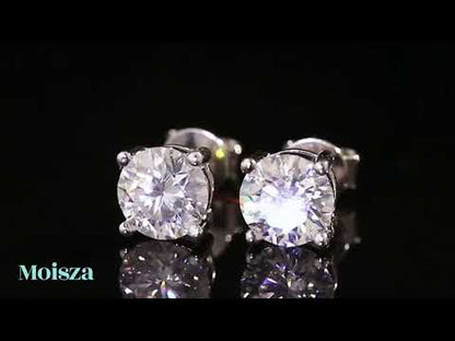 Basket Set Round Cut 4-Prong Solitaire 0.2 - 3 Carat Moissanite Diamond S925 Stud Earrings