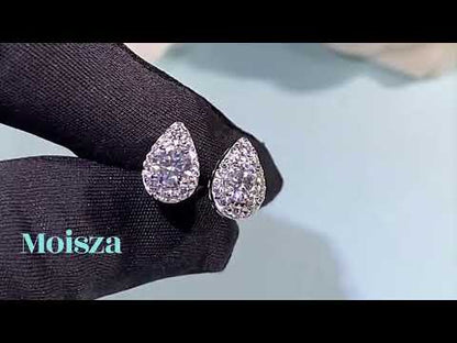 Waterdrop Round Cut Halo 0.5 Carat Moissanite Diamond S925 Stud Earrings