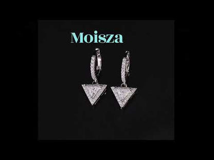 Trillion Cut Halo 0.5 / 1 Carat Moissanite Diamond S925 Pave Leverback Drop Earrings
