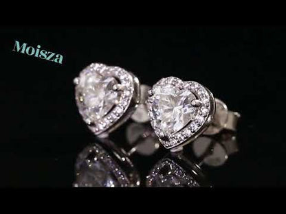 Heart-Shaped Halo 0.5/1/2 Carat Moissanite Diamond S925 Stud Earrings