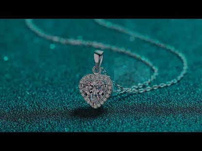 Heart-Shaped Halo 1 Carat Moissanite Pendant S925 Necklace