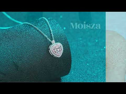 Heart-Shaped  Pink Double Halo 1 Carat Moissanite Pendant S925 Necklace