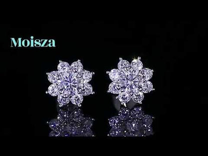 Floral Round Cut 0.3 /0.5/ 1 Carat Moissanite Diamond S925 Stud Earrings