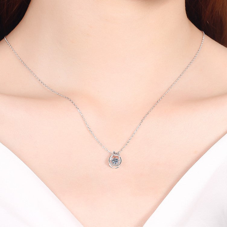 Moissanite Dancing Necklace, S925 Sterling Silver, 0.3ct Moissanite diamond necklace, Gift for Her, Gift for Girlfriend, girl, Gift for Women, Gift for Mother, Mom, Mum, gift for wife, for lover, Birthday, Anniversary, Valentine’s Day, Mother’s Day, Graduation Day,