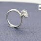 Flower Ring, engagement ring, promise ring, wedding, gift for her, girl, girlfriend, for women, mother, mom, mum, for wife, flower shaped floral 1ct S925 Moissanite Diamond ring on pave band, Valentine’s Day, Mother’s Day, Birthday, anniversary
