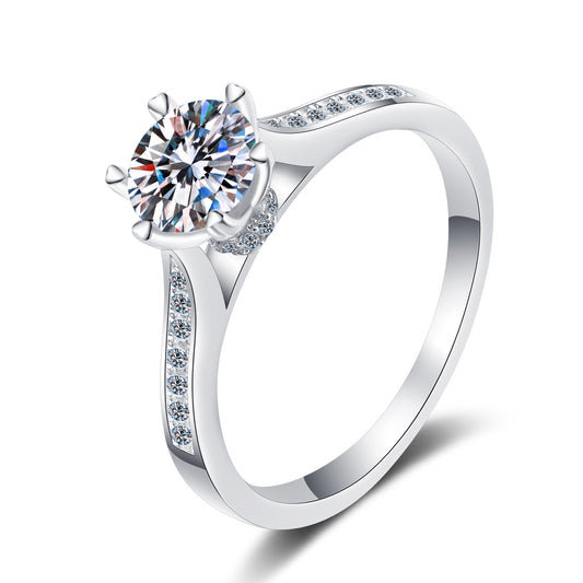 Engagement Ring, pave solitaire, accent stones ring, promise ring, wedding, gift for her, girl, girlfriend, for women, mother, mom, mum, for wife, for lover, heart-shaped prongs 1ct S925 Moissanite Diamond ring, Valentine’s Day, Mother’s Day, Birthday, anniversary, gradation day