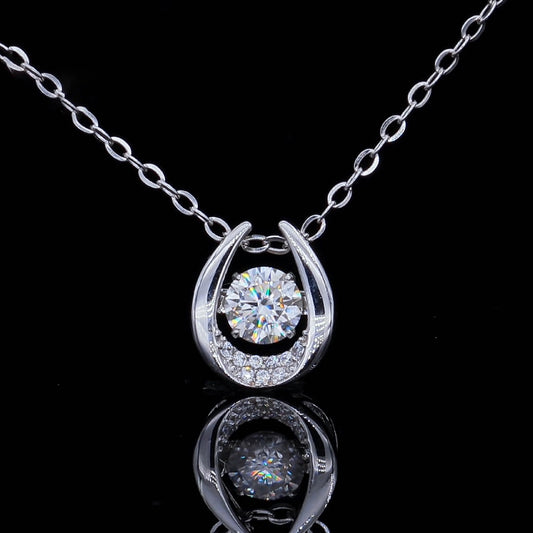 Dancing Necklace S925 0.5ct D color Moissanite Silver Necklace, Gift for Her, Gift for Girlfriend, girl, Gift for Women, Gift for Mother, Mom, Mum, gift for wife, for lover, Birthday, Anniversary, Valentine’s Day, Mother’s Day, GRA Certificate, 