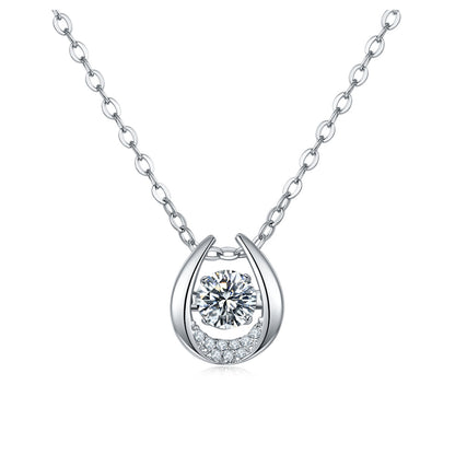 Dancing Necklace S925 0.5ct D color Moissanite Silver Necklace, Gift for Her, Gift for Girlfriend, girl, Gift for Women, Gift for Mother, Mom, Mum, gift for wife, for lover, Birthday, Anniversary, Valentine’s Day, Mother’s Day, GRA Certificate, 