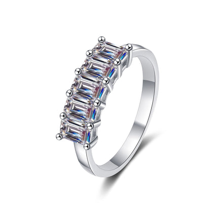 Athena Five-Stone Emerald/Radiant 2.5 Carat Total Weight Moissanite Wedding Band — Moisza