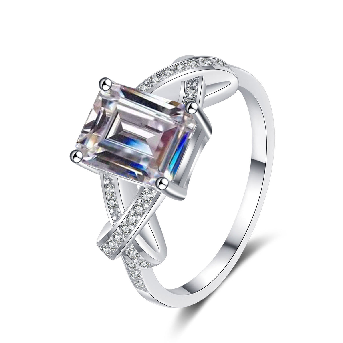 Athena Split Emerald/Radiant 3 Carat Moissanite Engagement Ring — Moisza