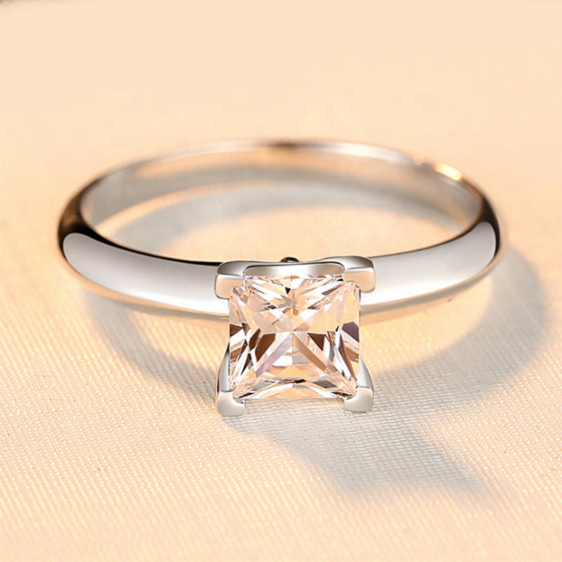 Diana Solitaire Princess Moissanite Engagement Ring — Moisza