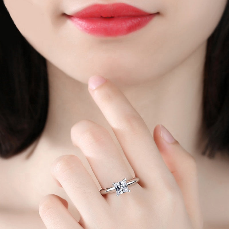 Diana Solitaire Princess Moissanite Engagement Ring — Moisza