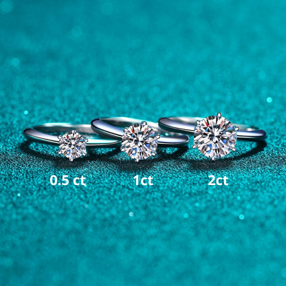 Mila Round Cut 6-Prong Solitaire 0.5 - 5 Carat Moissanite Diamond S925 Engagement Ring