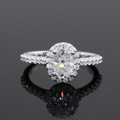 Gaia Pavé Halo Oval Moissanite Engagement Ring — Moisza