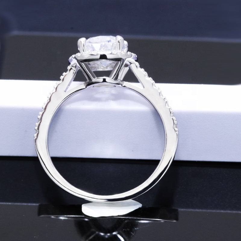 Gaia Pavé Halo Oval Moissanite Engagement Ring — Moisza