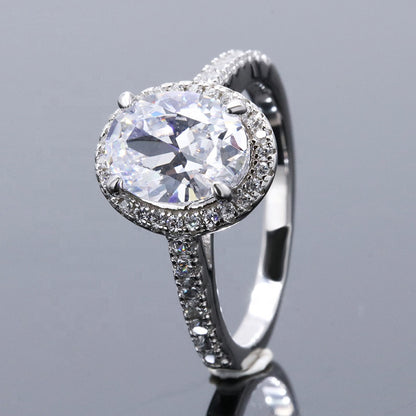 Gaia Pavé Halo Oval Moissanite Engagement Ring — Moisza