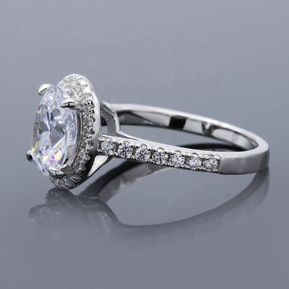 Gaia Pavé Halo Oval Moissanite Engagement Ring — Moisza