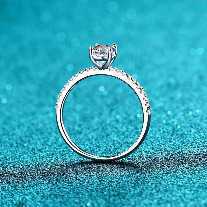 Gaia Pavé Solitaire Oval Moissanite Engagement Ring — Moisza