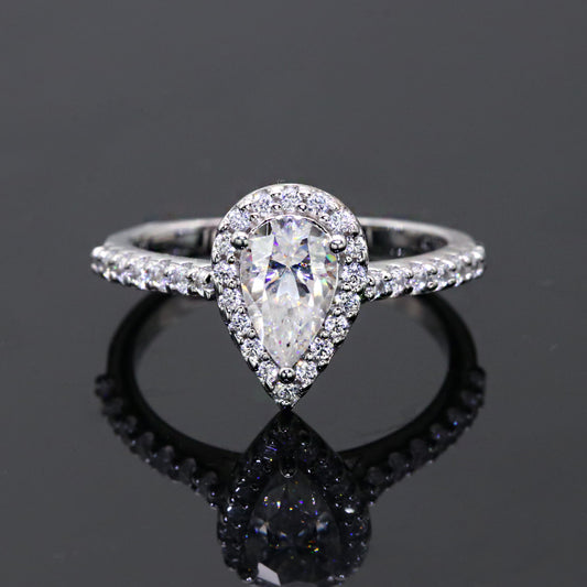 Pear cut ring,  Sophie Turner ring, engagement ring, promise ring, wedding, gift for her, girl, girlfriend, for women, mother, mom, mum, for wife, Pear-cut 1ct S925 Moissanite Diamond ring on pave band, Valentine’s Day, Mother’s Day, Birthday, anniversary 