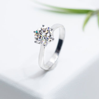 Round Solitaire Engagement Ring 0.5ct S925 White Gold Plated VVS White D Color Moissanite, Wedding Day, Gift for Her, Gift for Girlfriend, girl, Gift for Women, Gift for Mother, for wife, Valentine’s Day, Mother’s Day, Birthday, Jewelry Set