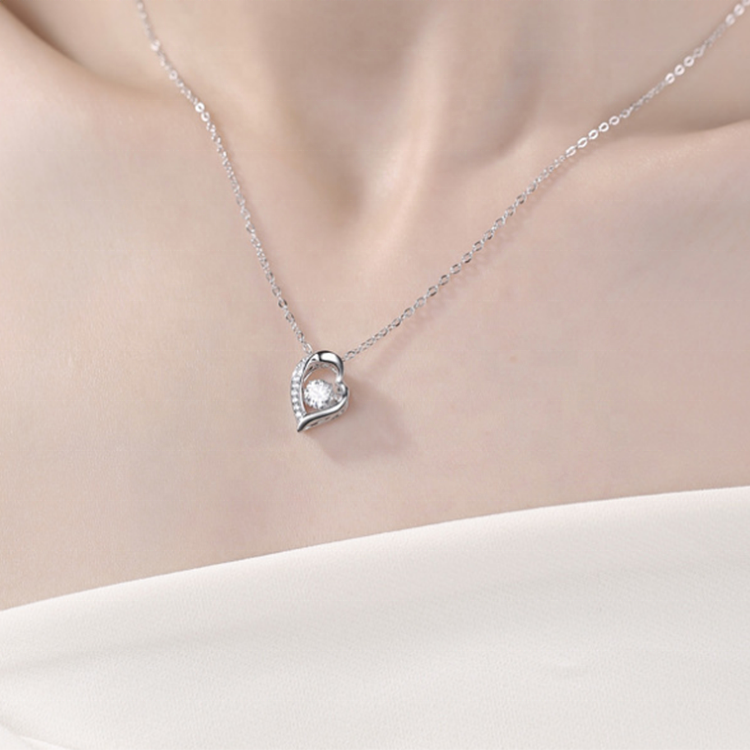 Dancing Necklace S925 0.5ct D color Moissanite, Gift for Her, Gift for Girlfriend, girl, Gift for Women, Gift for Mother, Mom, Mum, gift for wife, for lover, Birthday, Valentine’s Day, Mother’s Day, GRA Certificate, free gift box