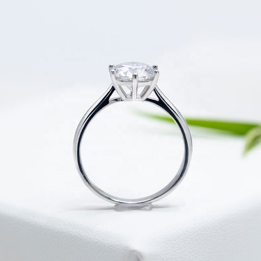 Round Solitaire Engagement Ring 0.5ct S925 White Gold Plated VVS White D Color Moissanite, Wedding Day, Gift for Her, Gift for Girlfriend, girl, Gift for Women, Gift for Mother, for wife, Valentine’s Day, Mother’s Day, Birthday, Jewelry Set