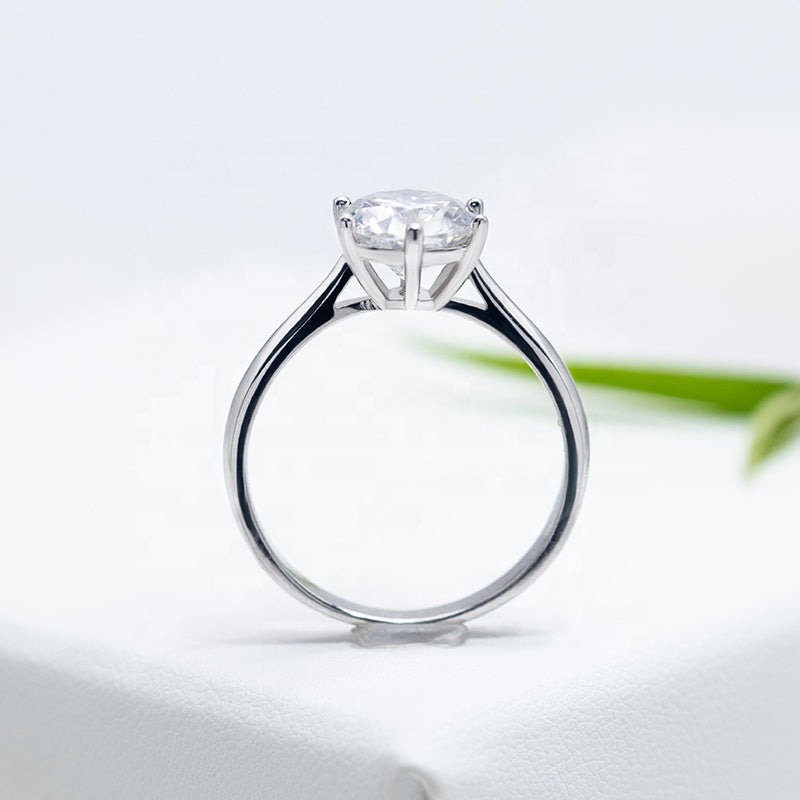 Round Solitaire Engagement Ring 0.5ct S925 White Gold Plated VVS White D Color Moissanite, Wedding Day, Gift for Her, Gift for Girlfriend, girl, Gift for Women, Gift for Mother, for wife, Valentine’s Day, Mother’s Day, Birthday, Jewelry Set, Necklace, Bracelet, 