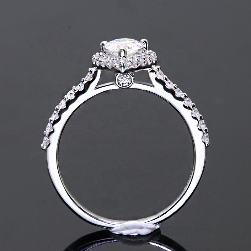 Sophie Pear Cut Halo 1ct S925 Moissanite Engagement Ring on Pave