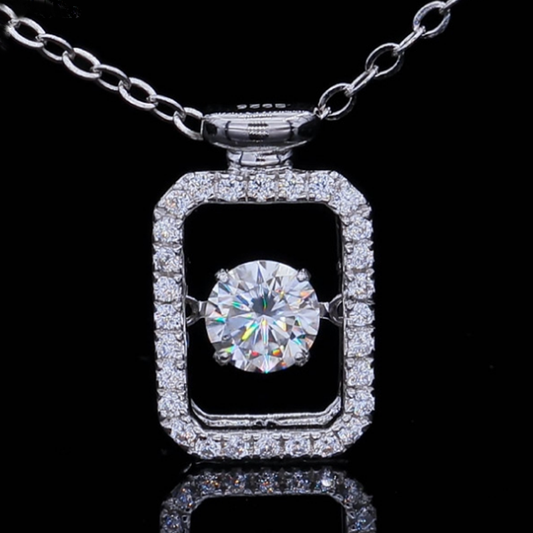 Dancing Necklace Moissanite Gift for Her, Gift for Girlfriend, girl, Gift for Women, Gift for Mother, Mom, Mum, gift for wife, for lover, Birthday, Valentine’s Day, Mother’s Day, with GRA Certificate, free gift box, Ace Waving 0.5ct D color S925 Moissanite Diamond Pendant