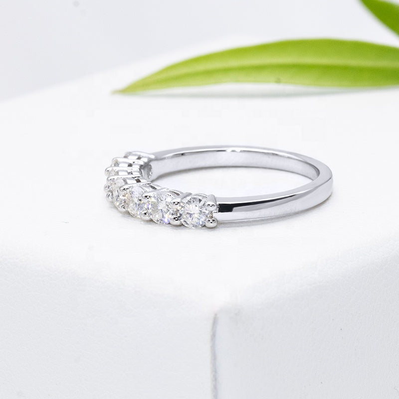 Engagement Ring, Wedding Ring, Promise Ring, Gift for Her, Gift for Women, Gift for Mother, Mom, Mum, Valentine’s Day, Mother’s Day, Stackable S925 Seven-stone Moissanite Diamond Eternity Band with Certificate, Gift for Girl, Girlfriend