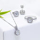 Square Halo Moissanite jewelry set, Wedding Day, bracelet, earrings, necklace, Engagement Ring, Wedding Ring, Promise Ring, Gift for Her, Gift for Girlfriend, girl, Gift for Women, Gift for Mother, for wife, Valentine’s Day, Mother’s Day,  Classic Cluster 0.5ct