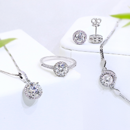 Round Halo 0.5ct S925 White Gold Plated VVS White D Color Moissanite Earrings, Wedding Day, Gift for Her, Gift for Girlfriend, girl, Gift for Women, Gift for Mother, for wife, Valentine’s Day, Mother’s Day