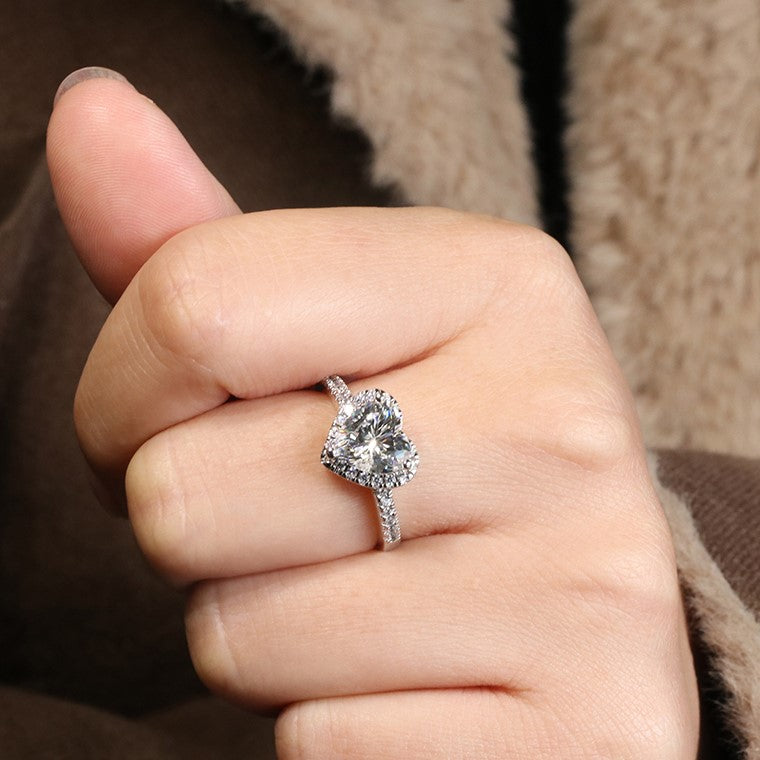 Gwen Heart-Shaped Halo Moissanite Diamond Engagement Ring