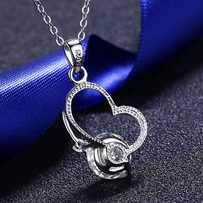 Helia Heart With LOVE Round 2 Carat Moissanite Necklace — Moisza