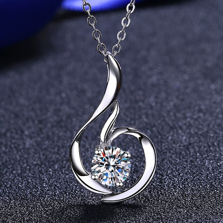 Helia Phoenix Swirl Round 0.8 Carat Moissanite Necklace — Moisza