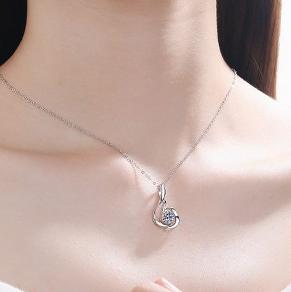 Helia Phoenix Swirl Round 0.8 Carat Moissanite Necklace — Moisza