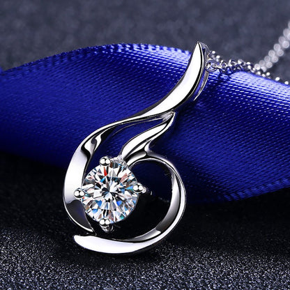 Helia Phoenix Swirl Round 0.8 Carat Moissanite Necklace — Moisza