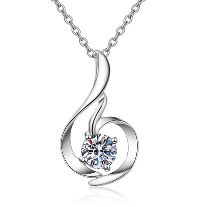 Helia Phoenix Swirl Round 0.8 Carat Moissanite Necklace — Moisza