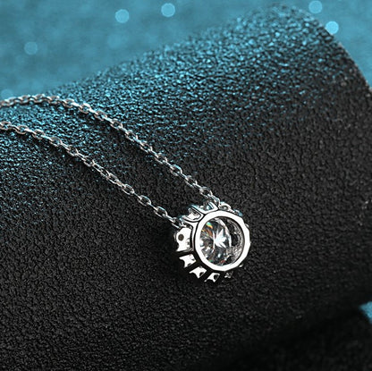 Helia Floral Halo Round 1 Carat Moissanite Necklace — Moisza