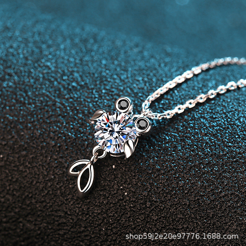 Helia Goldfish Round Moissanite Necklace — Moisza