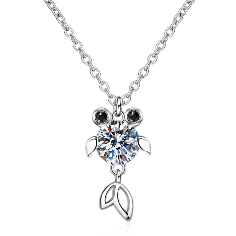 Helia Goldfish Round Moissanite Necklace — Moisza