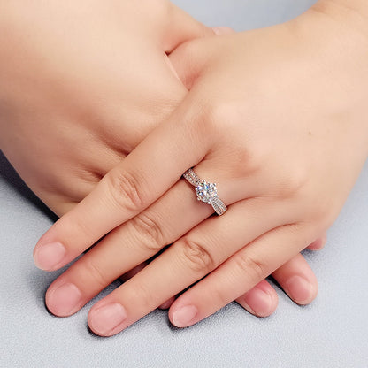 Helia Pavé Solitaire Round Moissanite Engagement Ring — Moisza