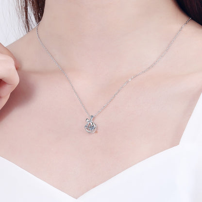 Helia Pavé Tie-the-Knot Round 0.3 Carat Moissanite Dancing Necklace — Moisza