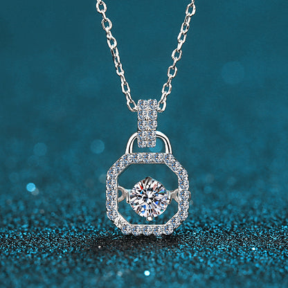 Helia Square Pavé Bail Round 0.3 Carat Moissanite Dancing Necklace — Moisza