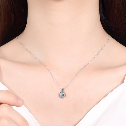 Helia Square Pavé Bail Round 0.3 Carat Moissanite Dancing Necklace — Moisza