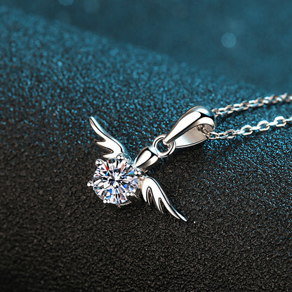 Helia Angel Wings Round 0.5 Carat Moissanite Necklace — Moisza