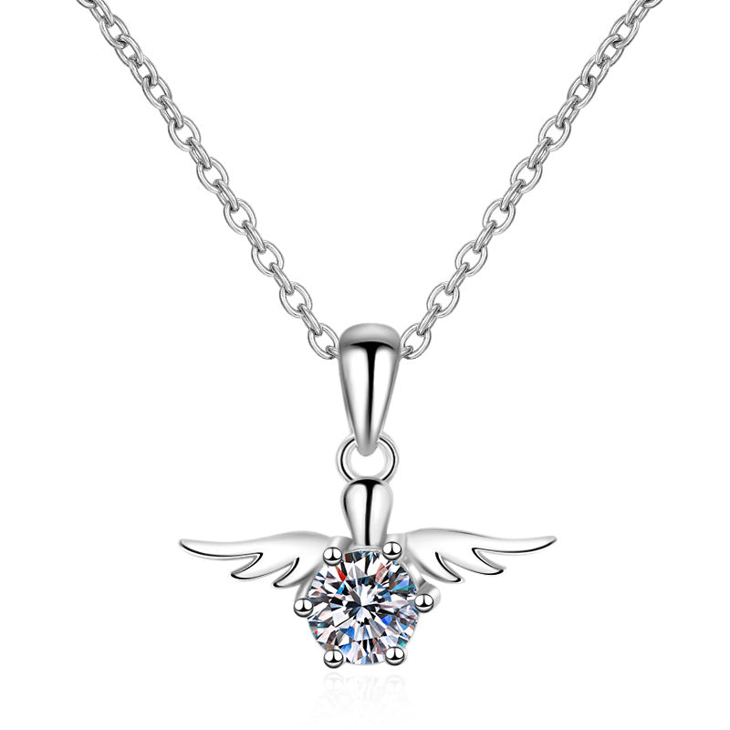 Helia Angel Wings Round 0.5 Carat Moissanite Necklace — Moisza