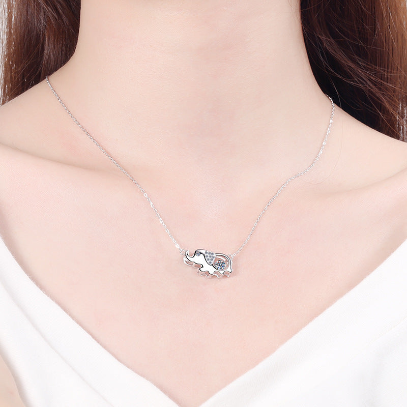 Helia Dumbo Round 0.5 Carat Moissanite Dancing Necklace — Moisza